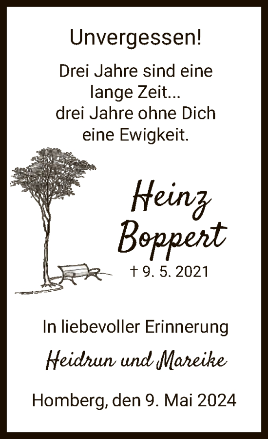 Todesanzeige von Heinz Boppert von HNA