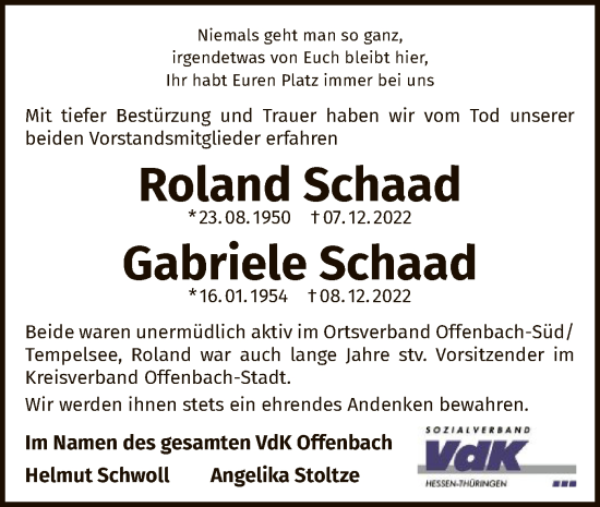 Todesanzeige von Nachruf VdK Offenbach von OF