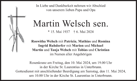 Todesanzeige von Martin Welsch von merkurtz