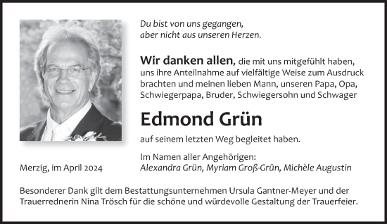 Todesanzeige von Edmond Grün von saarbruecker_zeitung