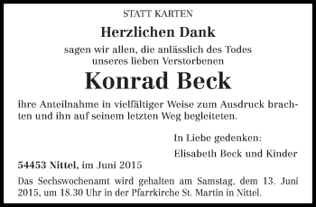 Todesanzeige von Konrad Beck von trierischer_volksfreund