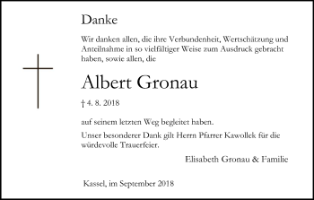 Todesanzeige von Albert Gronau von HNA